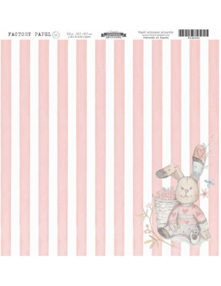 Papel Scrapbooking Artesano Premium CONEJOS 30,5X30,5CM. A 280 GR.  PSAC004