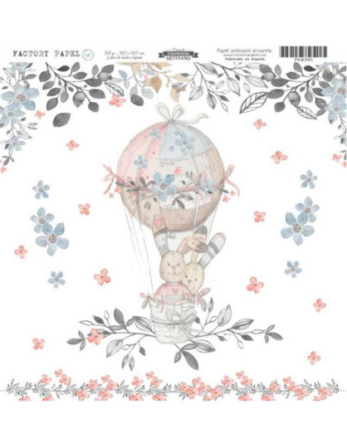 Papel Scrapbooking Artesano Premium CONEJOS 30,5X30,5CM. A 280 GR.  PSAC005