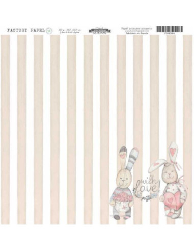 Papel Scrapbooking Artesano Premium CONEJOS 30,5X30,5CM. A 280 GR.  PSAC006