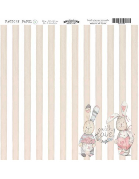 Papel Scrapbooking Artesano Premium CONEJOS 30,5X30,5CM. A 280 GR.  PSAC006
