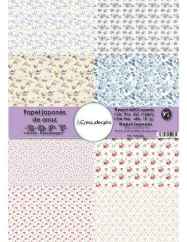 Set 8 papeles de Arroz Japnés Soft 30x42cm PASET008
