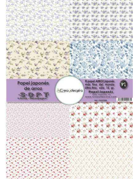 Set 8 papeles de Arroz Japnés Soft 30x42cm PASET008