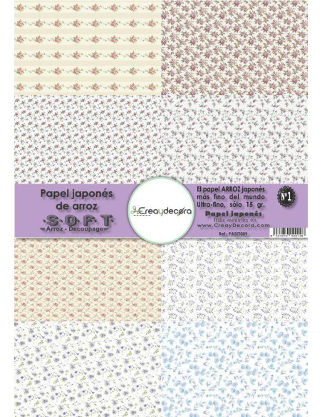 Set 8 papeles de Arroz Japnés Soft 30x42cm PASET009