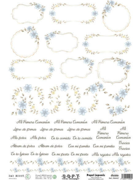 Set 8 papeles de Arroz Japnés Soft 30x42cm PASET013