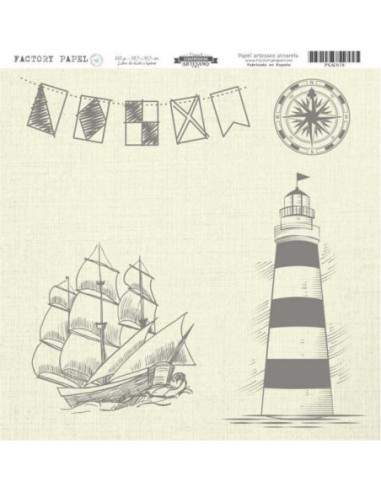 Papel Scrapbooking Artesano Premium NAUTICO 30,5X30,5CM. A 280 GR.  PSAC038