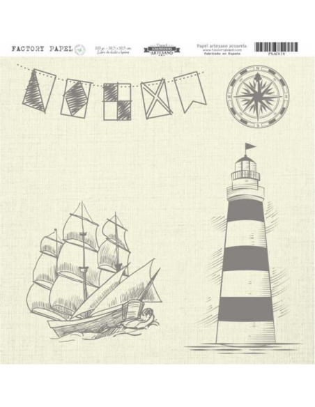 Papel Scrapbooking Artesano Premium NAUTICO 30,5X30,5CM. A 280 GR.  PSAC038