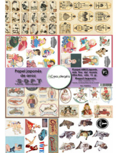Set 8 papeles de Arroz Japnés Soft 30x42cm PASET016