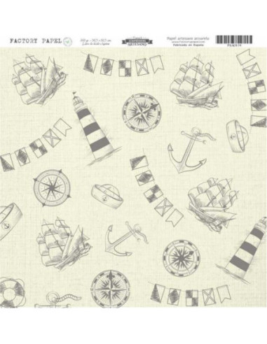 Papel Scrapbooking Artesano Premium NAUTICO 30,5X30,5CM. A 280 GR.  PSCA039