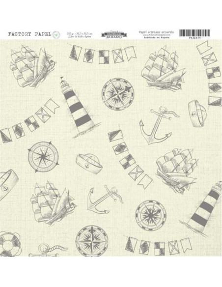 Papel Scrapbooking Artesano Premium NAUTICO 30,5X30,5CM. A 280 GR.  PSCA039