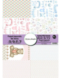 Set 8 papeles de Arroz Japnés Soft 30x42cm PASET017