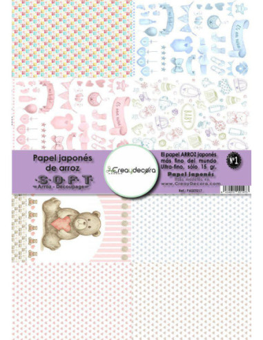 Set 8 papeles de Arroz Japnés Soft 30x42cm PASET017