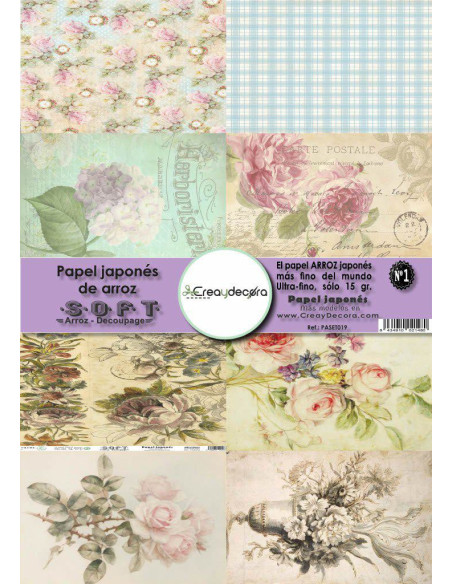 Set 8 papeles de Arroz Japnés Soft 30x42cm PASET019