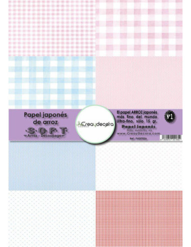 Set 8 papeles de Arroz Japnés Soft 30x42cm PASET026