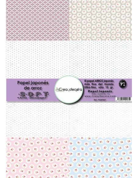 Set 8 papeles de Arroz Japnés Soft 30x42cm PASET027