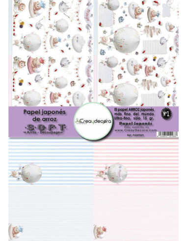 Set 8 papeles de Arroz Japnés Soft 30x42cm PASET029