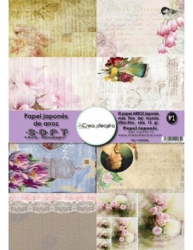 Set 8 papeles de Arroz Japnés Soft 30x42cm PASET030