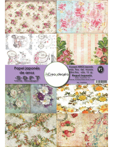 Set 8 papeles de Arroz Japnés Soft 30x42cm PASET035