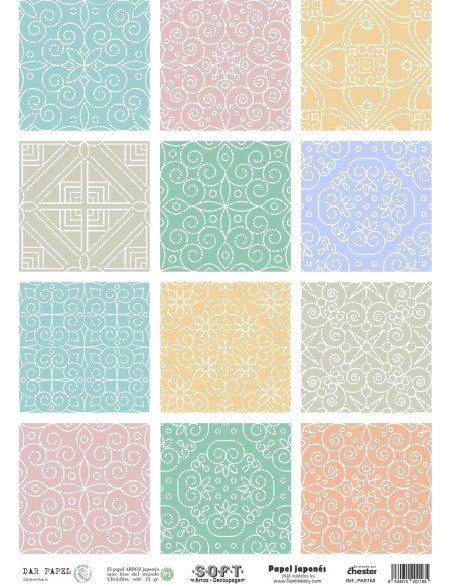 Set 8 papeles de Arroz Japnés Soft 30x42cm PASET040
