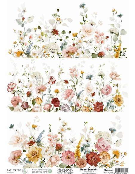 Set 8 papeles de Arroz Japnés Soft 30x42cm PASET044