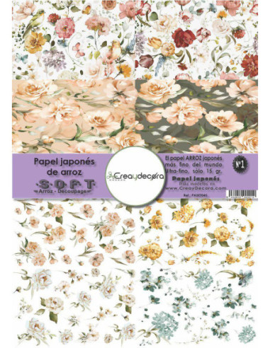 Set 8 papeles de Arroz Japnés Soft 30x42cm PASET045