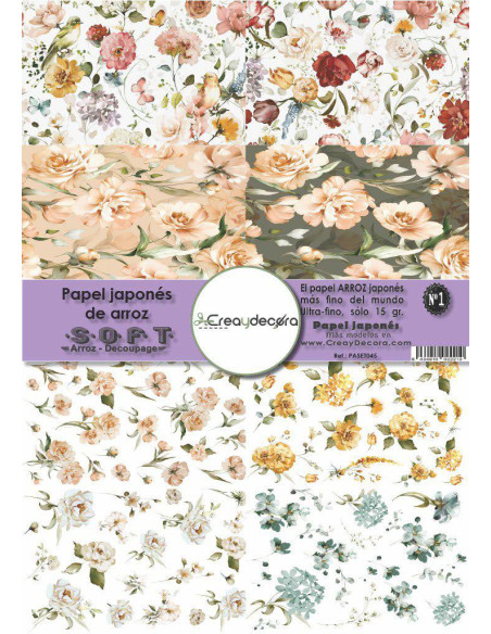 Set 8 papeles de Arroz Japnés Soft 30x42cm PASET045