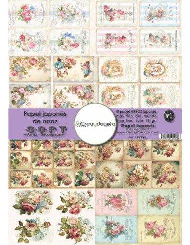 Set 8 papeles de Arroz Japnés Soft 30x42cm PASET049